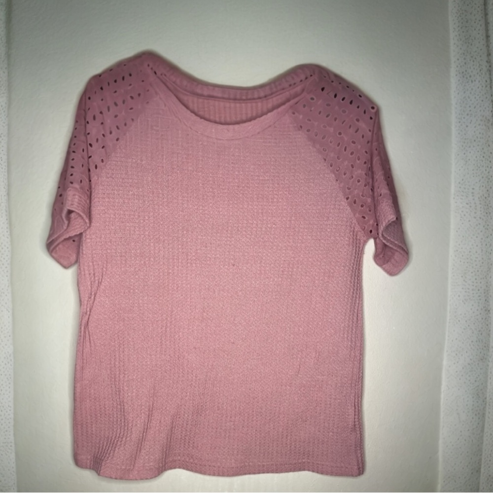 Pink Short Sleeve Knit Top